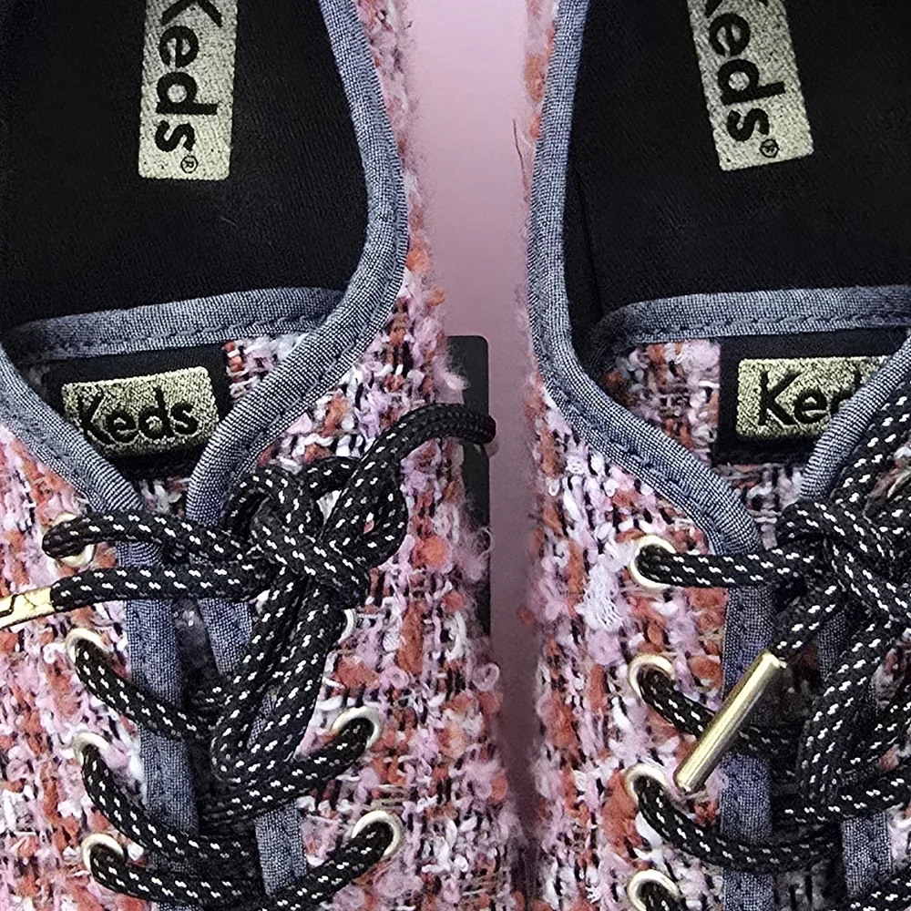 Keds Pink & Black Tweed Sneakers Size: 8 - Picture 3 of 7